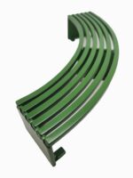 Green curved metal bench