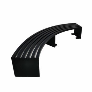 Black curved metal bench